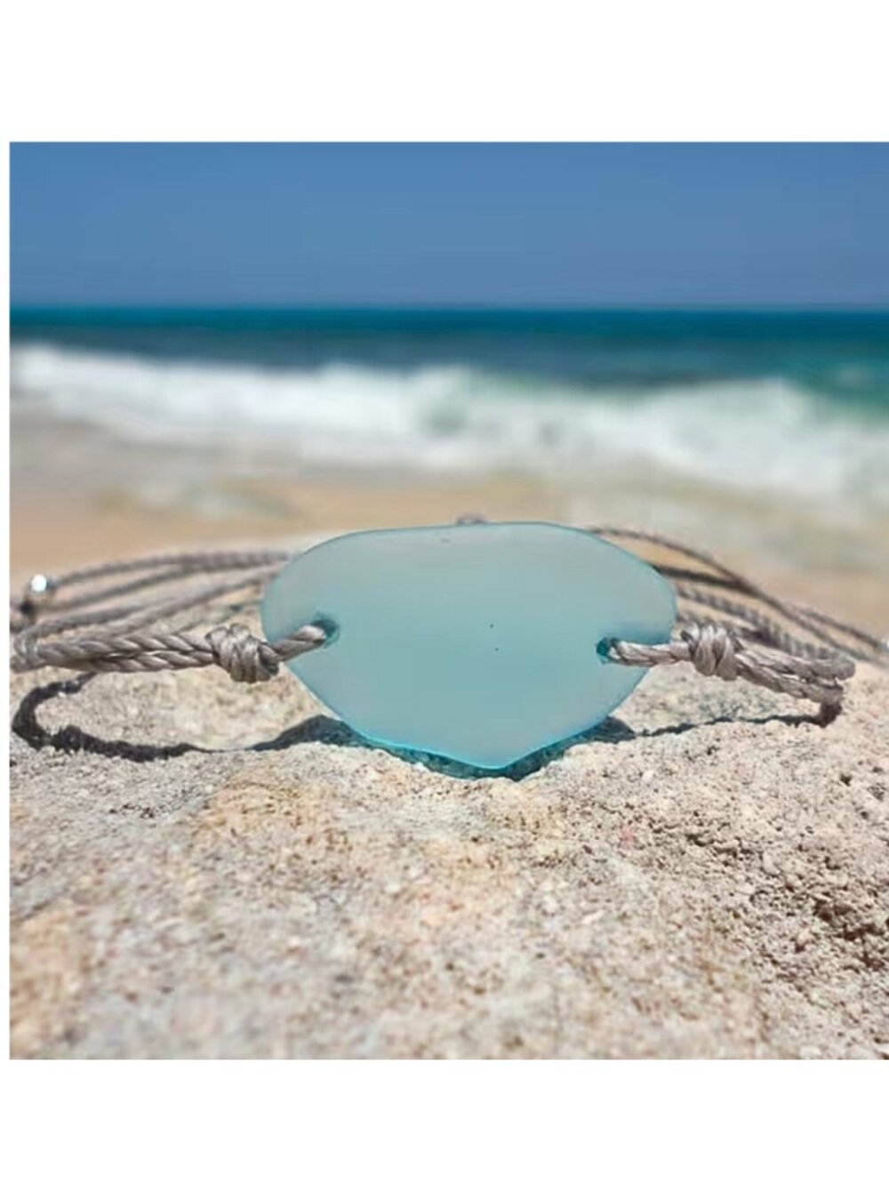 Coastal Vibes Sea Glass Handcrafted Bracelet Blue Sea Glass Found on the Beach